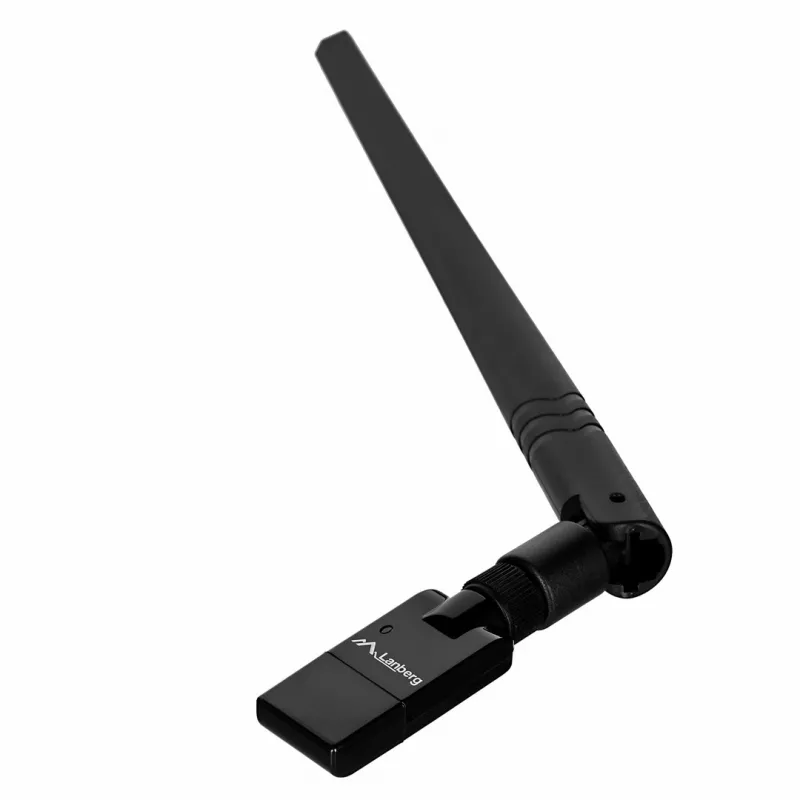 USB Wi‑Fi adapteris LANBERG NC-0300-WIE, USB 2.0, dvi išorinės antenos 5 dBi, WLAN 300 Mbps, Ethernet/WLAN, juodas