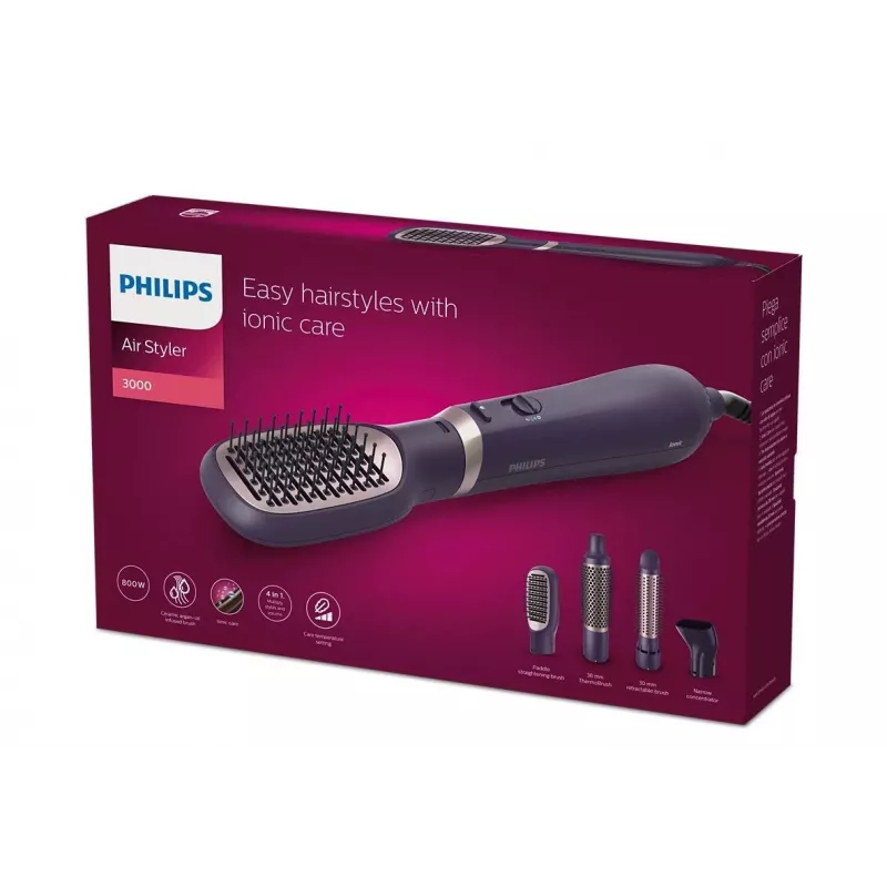 Philips 3000 serija BHA313/00 plaukų formavimo įrankis Karšto oro šepetys Šiltas oras Juoda 800 W 1,8 m