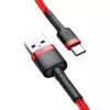 USB 2.0 A į USB-C laidas Baseus CATKLF-B09 1m QC3.0 nailoninis pintas raudonas, greitas įkrovimas ir duomenų sinchronizavimas