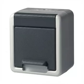 GIRA Schuko paviršinio montavimo lizdas 444030, viengubas, pilkas