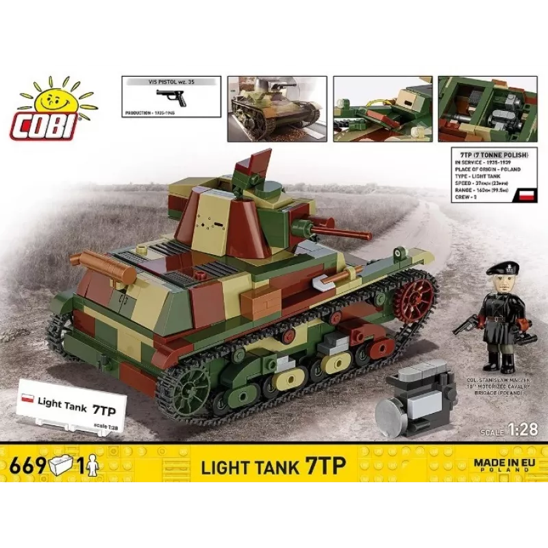 Cobi Building Blocks Light Tank 7TP modelis, 669 dalys, COBI-2661