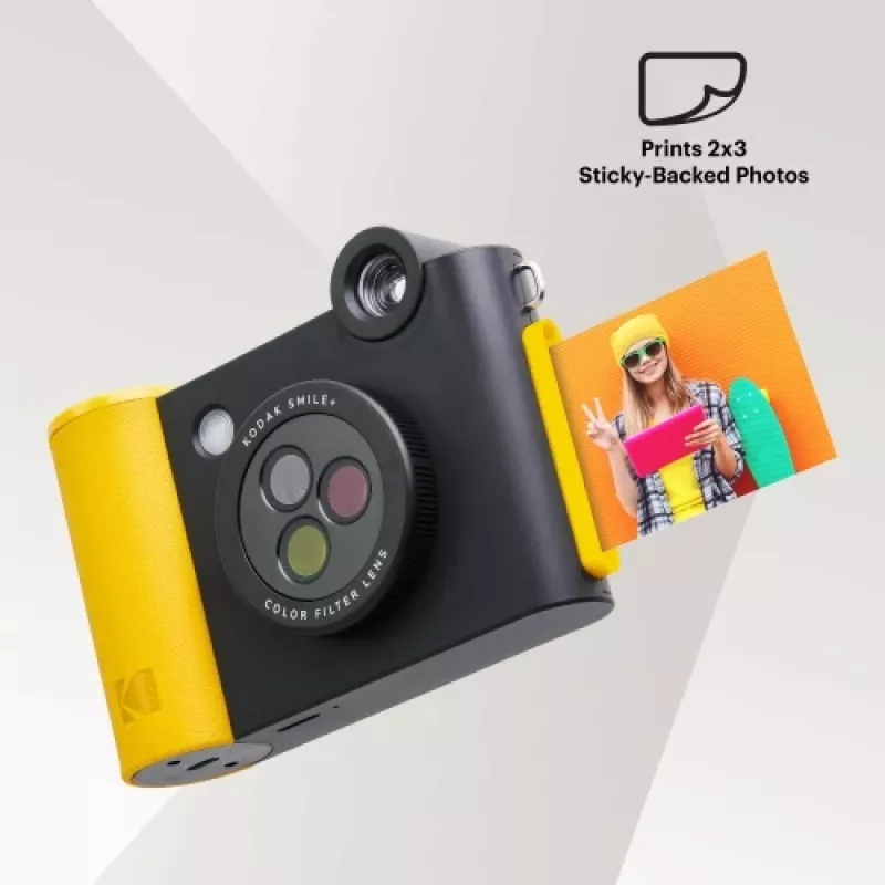 Momentinio spausdinimo fotoaparatas Kodak SMILE+ 2x3 Juoda — nešiojamas momentinis fotoaparatas su 2×3 spaudiniais