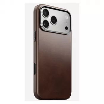 Mobiliojo telefono dėklas Nomad Traditional Leather Case, skirtas iPhone 17 Pro Max, oda / aliuminis / mikropluoštas, tinka 6,9 col. (Ruda)