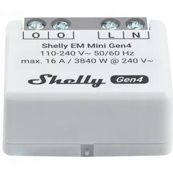 Išmanioji relė „Shelly Relay EM Mini Gen4“ 1 kanalo „Wi‑Fi“, „Matter“, „Zigbee“, „Bluetooth“ 8 A, 110–240 V, energijos matuoklis