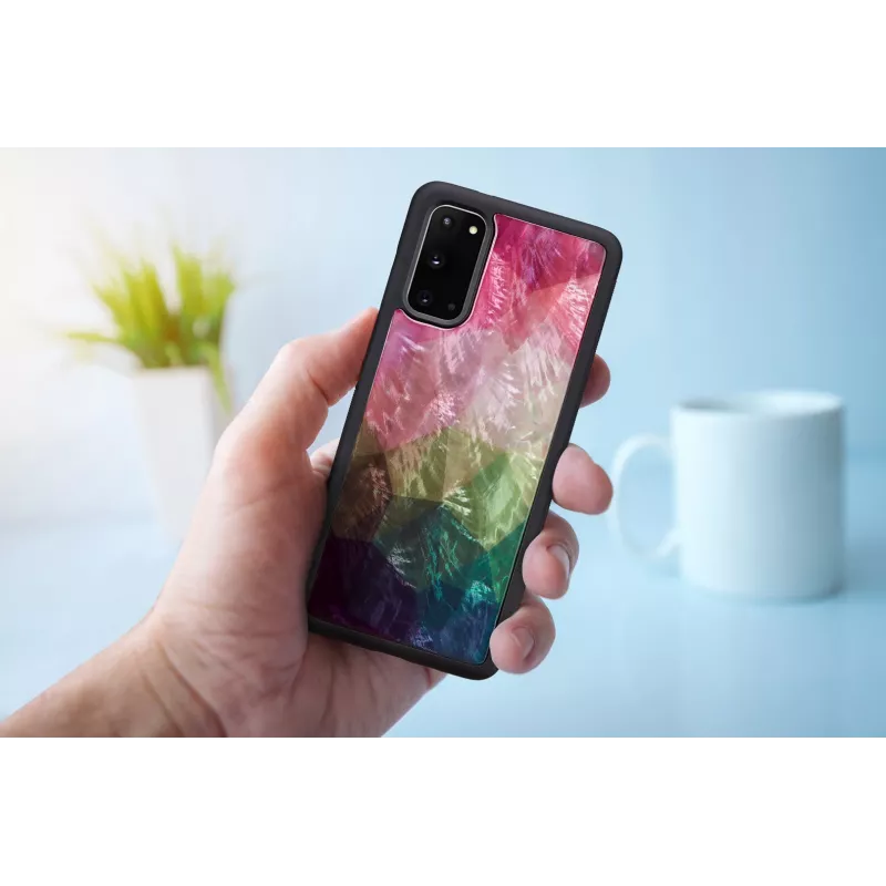 Apsauginis telefono dėklas iKins Samsung Galaxy S20 — vandens gėlių raštas, juodas