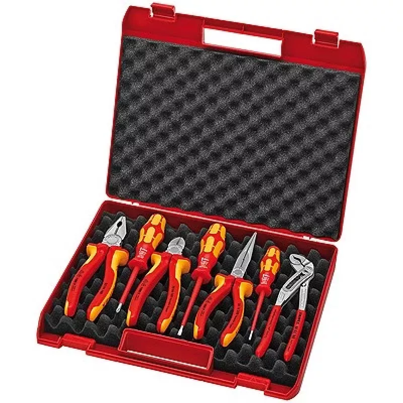 Knipex pliers/tool set 7-vnt.. multi-component sheaths/coated case VDE