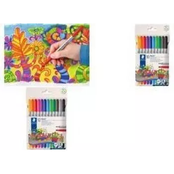 Marker Staedtler Noris Club dvigubas antgalis 10 vnt. pakuotė — dvigubo antgalio flomasteriai, asorti spalvos