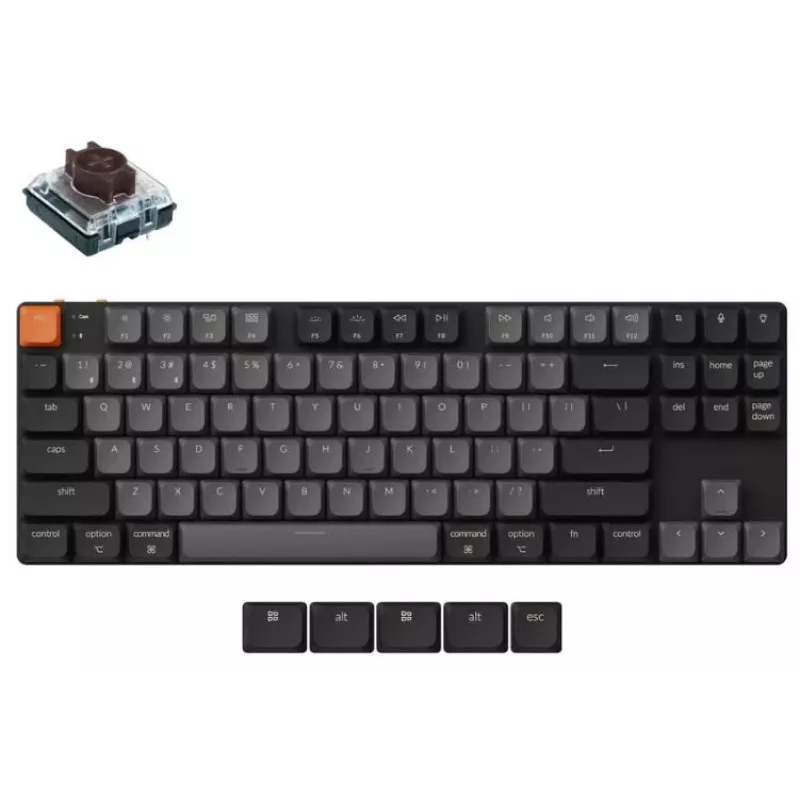 Belaidė mechaninė klaviatūra Keychron K1X-A3 itin plona RGB apšvietimu, belaidis ryšys, kompaktiškas išdėstymas