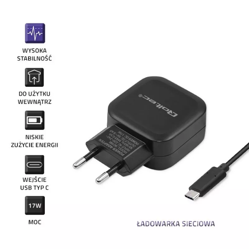 Qoltec 50188 mobiliojo įrenginio įkroviklis Nešiojamam kompiuteriui, Išmaniajam telefonui, Išmaniajam laikrodžiui, Planšetei, Telefonui, Universalus Juodas AC, DC Patalpoms