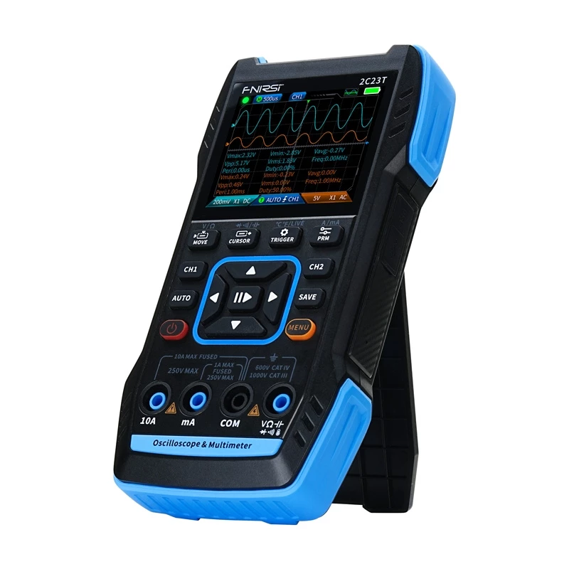 Nešiojamasis 3-in-1 osciloskopas FNIRSI 2C23T multimetras signalų generatorius