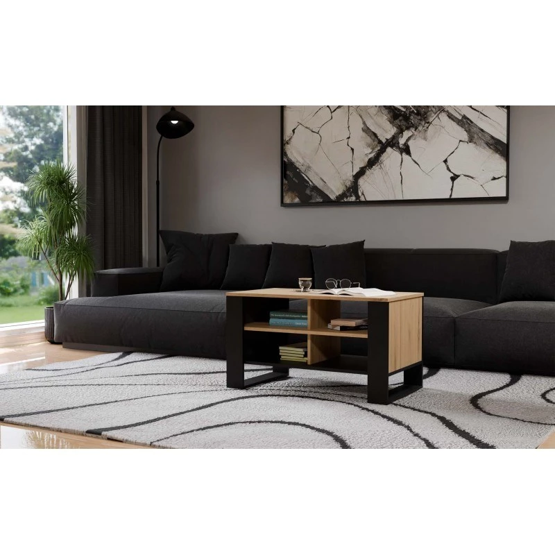 Kavos staliukas top e shop Topeshop STOLIK KAWOWY ŁAWA MODERN 4P Dąb Artisan Czerń