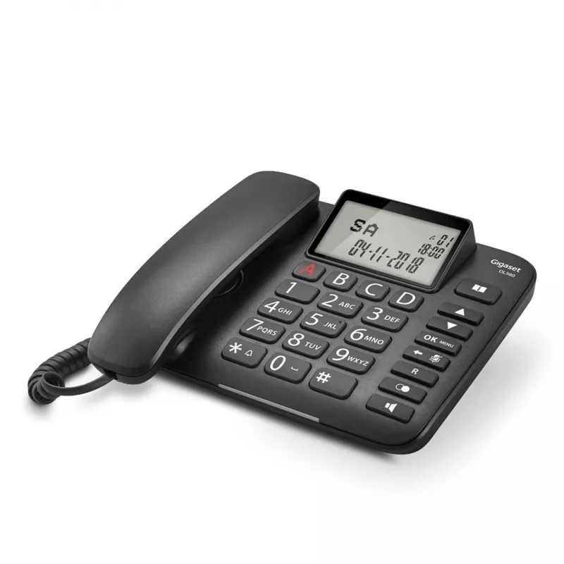 Analoginis telefonas Gigaset DL380 su skambintojo ID, laidinis ragelis, juodas