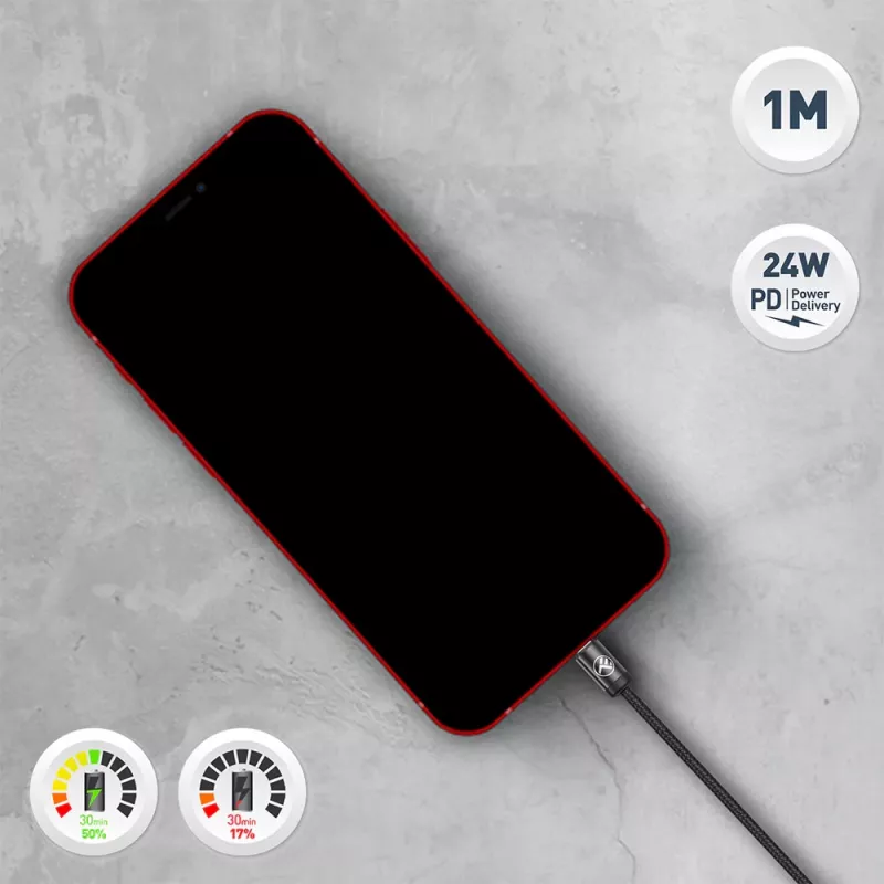 USB-C į Lightning laidas Tellur TLL155781 — 1 m, 3A
