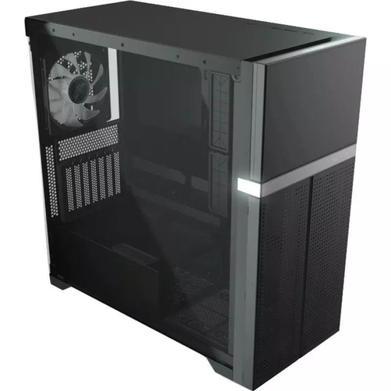 VK02 Lite, Tower-Enclosure juoda, grūdintas stiklas