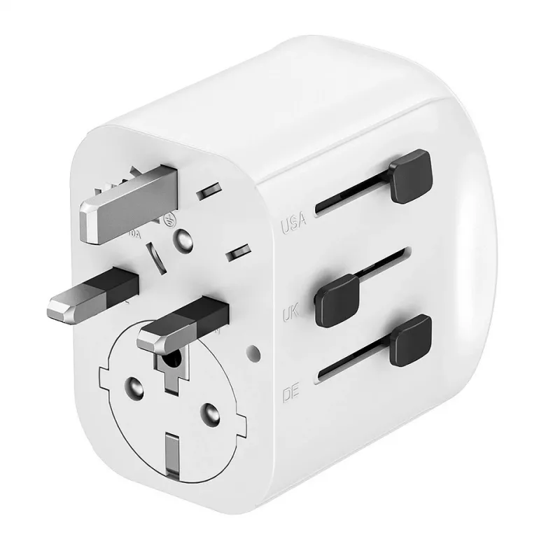 Keliautojo adapteris GEMBIRD TPA-EU2A1C15-01-W — 15 W, E tipo kištukas, 2× USB-A + 1× USB-C, 100–250 V