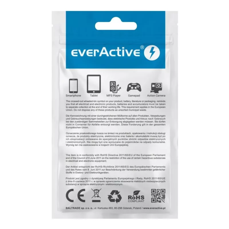 everActive laidas USB Lightning 1m - Baltas, silikoninis, greitas įkrovimas, 2,4A - CBS-1IW