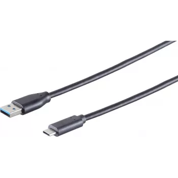 USB kabelis S/CONN 77141-0.5 USB 3.2 Gen 1 0,5 m USB C USB A juoda