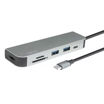 LogiLink UA0343 USB-C daugiafunkcis šakotuvas, aliuminis, USB 3.2 2-os kartos, įvairių