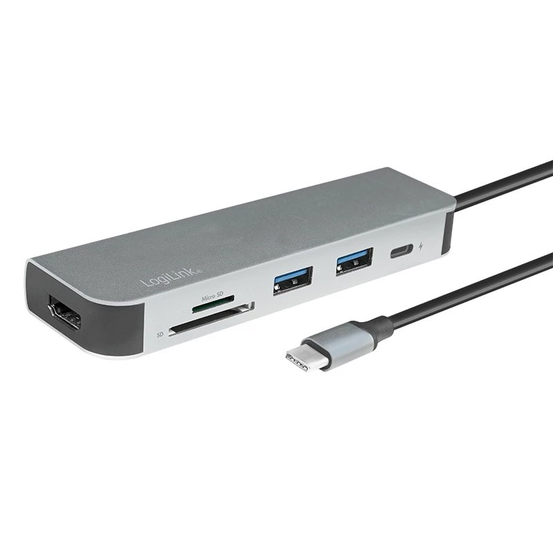LogiLink UA0343 USB-C daugiafunkcis šakotuvas, aliuminis, USB 3.2 2-os kartos, įvairių
