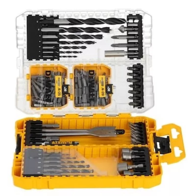 DeWalt 100 vnt. Pozi varžtų rinkinys — tvirtinimo detalių komplektas, įvairių dydžių medienai ir metalui