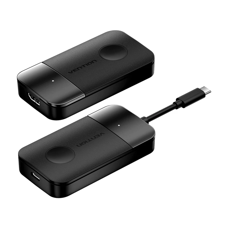 USB-C į HDMI belaidis siųstuvas/imtuvas Vention ADOBB — 4K@30Hz, 1×HDMI, USB-C laidas 1 m, juodas