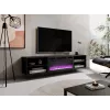 TV spintelė Cama Meble POLO 180x33x39 cm su elektriniu židiniu 1400–1600 W, juoda, 2 lentynos, laminatas
