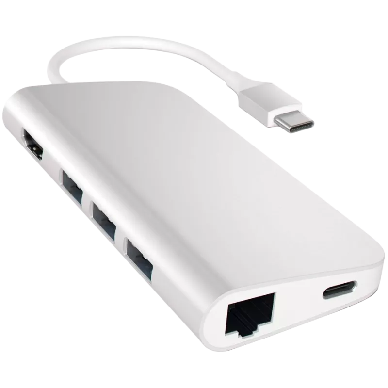 Satechi USB-C daugiafunkcis adapteris 8K su Ethernet V3, pilkos kosmoso spalvos (ST-P8KEM)
