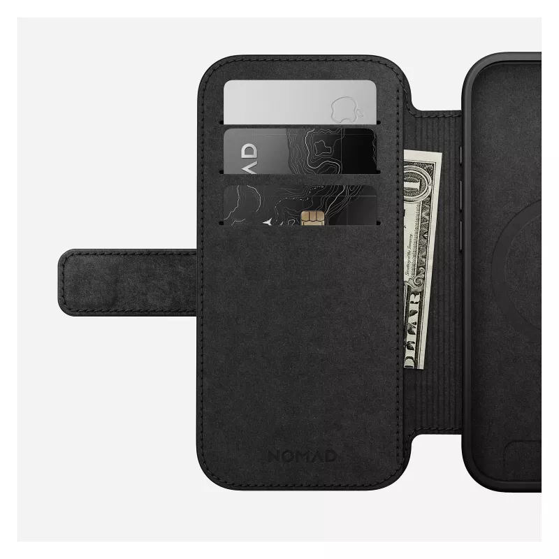 „Folio“ tipo telefono dėklas „Nomad NM014209858“, skirtas „Apple iPhone 17“, 16 cm (6,3 colio), rudas, 4 kortelių kišenės