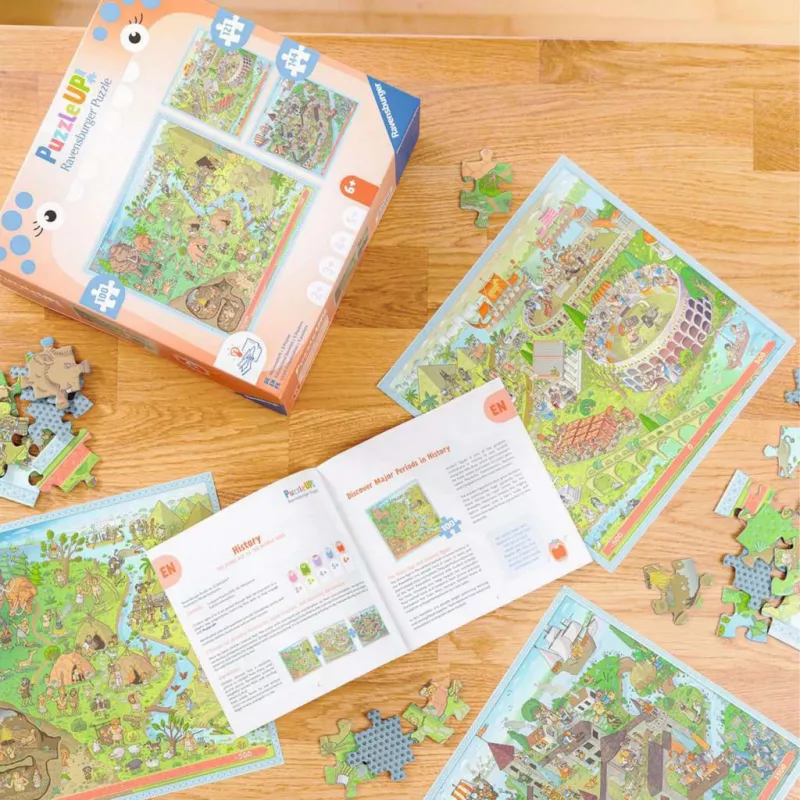 Puzzle UP Geschichte - akmens amžius, Senovės Roma, viduramžiai 100, 121 ir 144 detalės