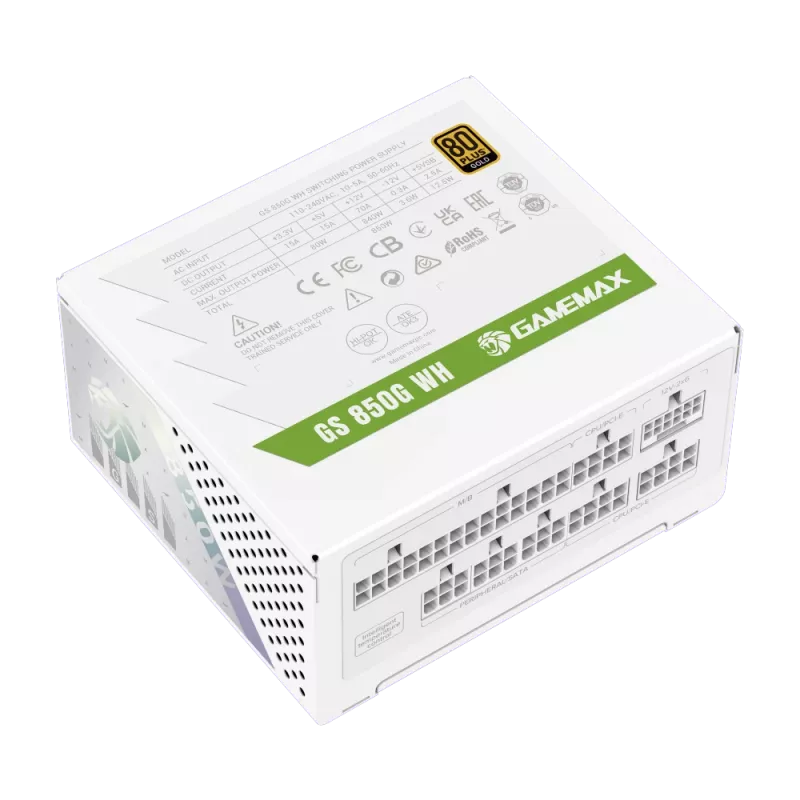 Gamemax maitinimo blokas, 80 PLUS, Gold | GS 850G WH | 850 W