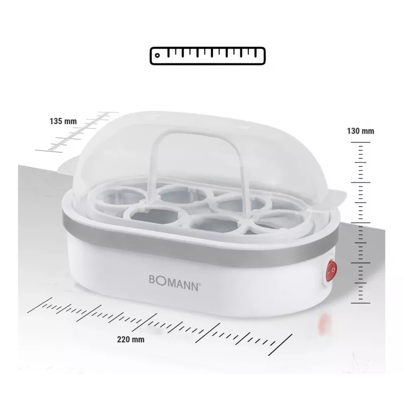 Kiaušinių viryklė Bomann EK 5022 CB 6 vnt. 400 W Sidabrinė Skaidri Balta