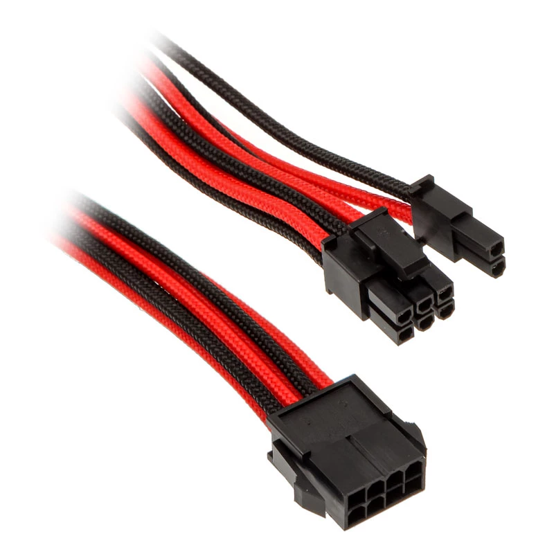 PHANTEKS 6+2 kontaktų PCIe prailginimas 50 cm - su apvalkalu juoda/raudona (PH-CB8V_BR)