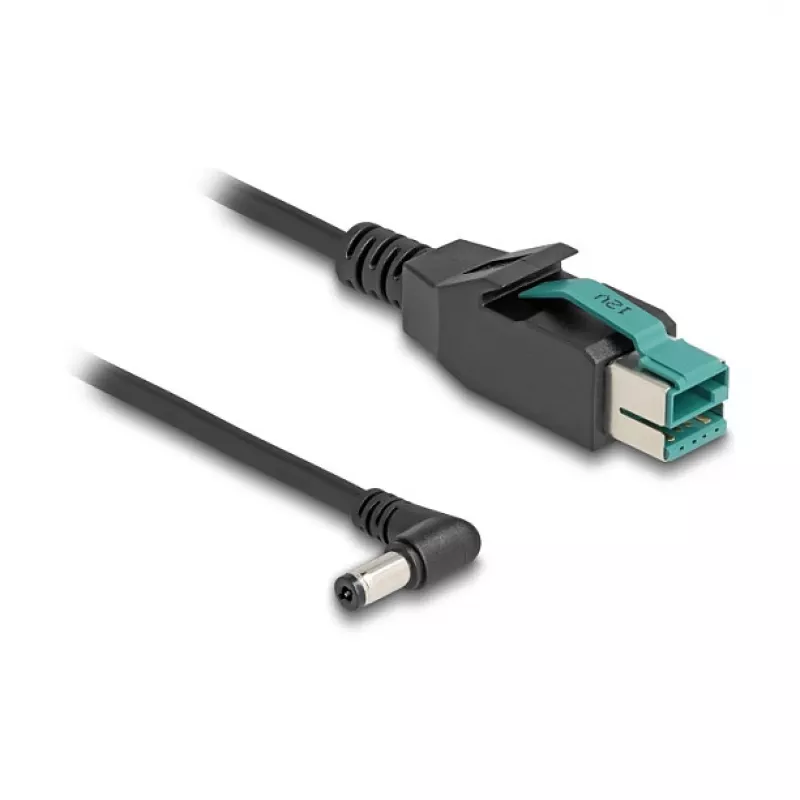 DeLOCK PoweredUSB laidas, kištukas, 12 V į DC 5,5 x 2,1 mm kištukas, kampinis, 1 m