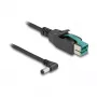 DeLOCK PoweredUSB laidas, kištukas, 12 V į DC 5,5 x 2,1 mm kištukas, kampinis, 1 m