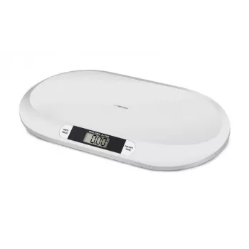 Elektroninės kūdikių svarstyklės ESPERANZA EBS019 — talpa 0,03–20 kg, 0,01 kg padala, didelis 60×25 mm LCD, balta