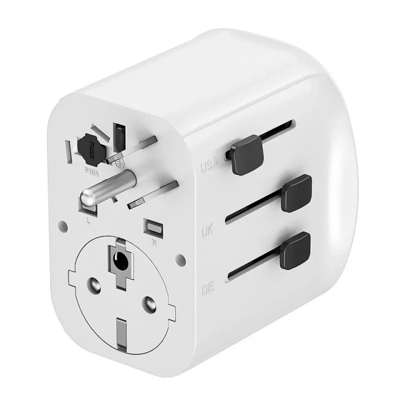 Keliautojo adapteris GEMBIRD TPA-EU2A1C15-01-W — 15 W, E tipo kištukas, 2× USB-A + 1× USB-C, 100–250 V