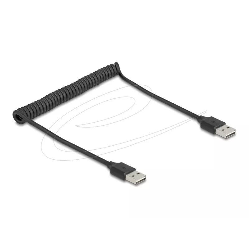 Suvyniota laido DELOCK EASY-USB 2.0 Type-A kištukas į Type-A kištuką 0,5 m – 0,8 m juodas