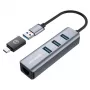 GRAUGEAR USB šakotuvas G-HUB31L-A — USB 3.2 Gen 1 Type-A priegloba, 3x USB 3.2 Gen 1 Type-A prievadai + RJ-45, 5000 Mbit/s