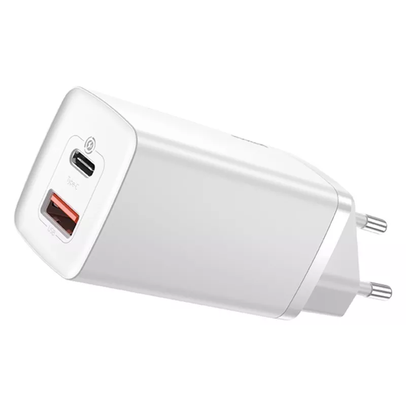 Įkroviklis Baseus CCGAN2L-B02 Vidaus kintamosios srovės greitasis įkrovimas 20V 1xUSB 1xType-C Baltas