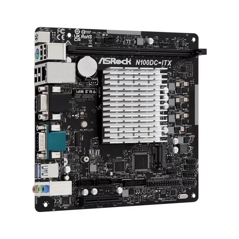 ASRock N100DC-ITX - Intel Quad-Core Processor N100 (iki 3,4 GHz) DDR4 - 2 SATA3, palaiko Intel Turbo Boost technologiją Mini ITX (280) pagrindinė plokštė