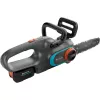 Akumuliatorinis grandininis pjūklas PowerSaw 250/18V P4A paruoštas naudoti rinkinys (pilka/turkio spalvos, ličio jonų akumuliatorius 2,5Ah P4A, POWER FOR ALL ALLIANCE)