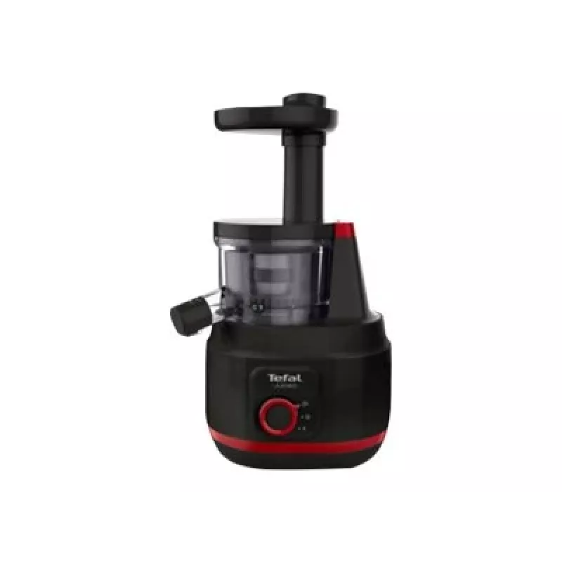 Lėto spaudimo sulčiaspaudė Tefal Juiceo ZC150 — 150 W, 4,5 cm padavimo vamzdis, 0,8 l sulčių ir minkštimo talpyklos, 80 aps./min., juoda/raudona