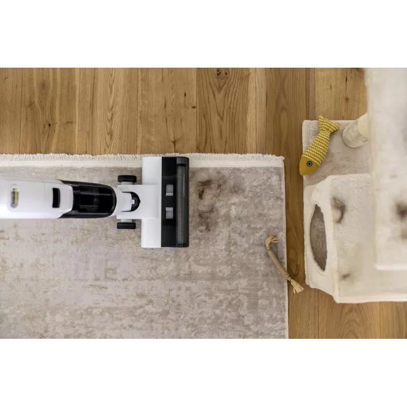 Grindų plovimo dulkių siurblys Karcher FCV2 Natural N 1.056-101.0 — baterija 21,6 V, veikimo laikas 25 min, 160 W, sausam ir šlapiam valymui, be maišelio, LED ekranas