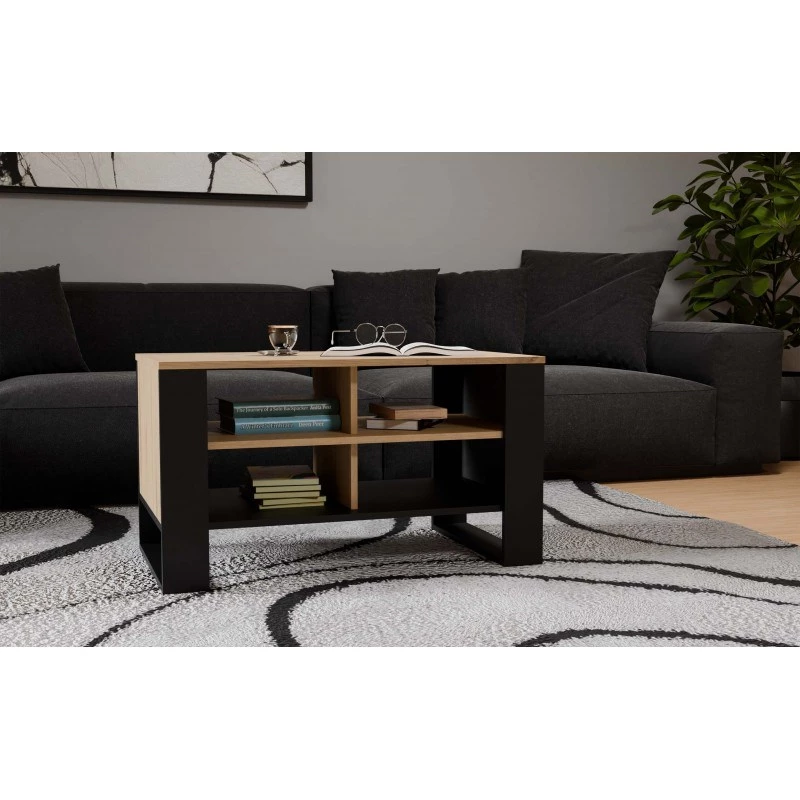 Kavos staliukas top e shop Topeshop STOLIK KAWOWY ŁAWA MODERN 4P Dąb Artisan Czerń