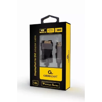 Vaizdo kabelio adapteris Gembird CC-DPM-DVIM-4K-6 — DisplayPort į DVI, 1,8 m, 4K, juodas