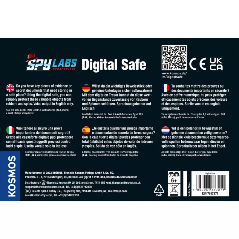 Spy Labs Incorporated skaitmeninis seifas, „Detektiv-Sets“ daugiakalbė versija