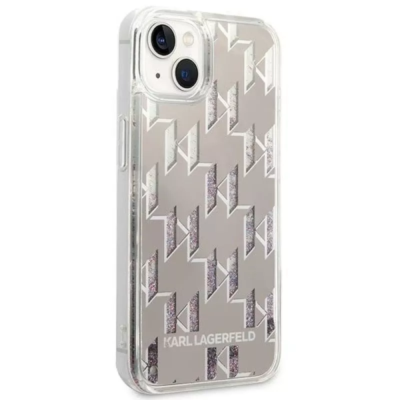 Karl Lagerfeld KLHCP14MLMNMS iPhone 14 Plus 6.7 kietas dėklas sidabrinis/sidabrinis Liquid Glitter Monogram
