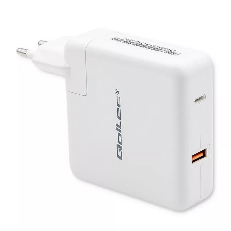 Qoltec GaN Charger FAST 108W | 5-20V | 3-4.7A | USB C | Balta