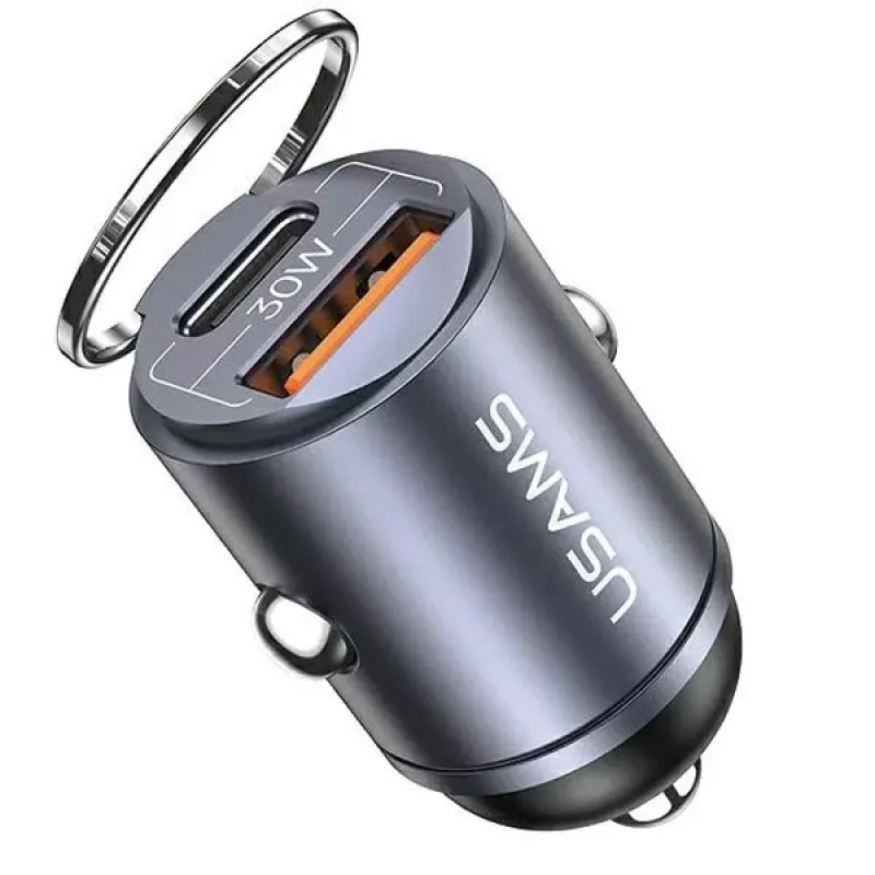 Automobilinis kroviklis usams C38 30W — 1x USB-A + 1x USB-C greitas įkrovimas