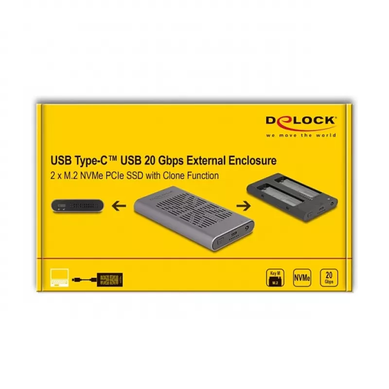 SSD korpusas DeLOCK 42027 pilkas M.2 10 Gbit/s USB Type-C